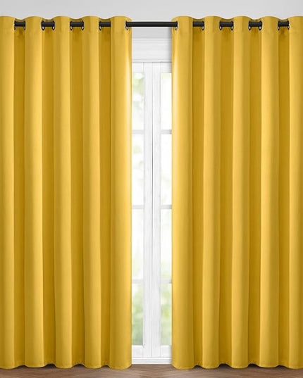 Yakamok Blackout Curtains Room Darkening Thermal Insulated with Grommet Window Curtain for Bedroom/Living Room(62Wx84L inch, Mustard Yellow, 2 Panels)