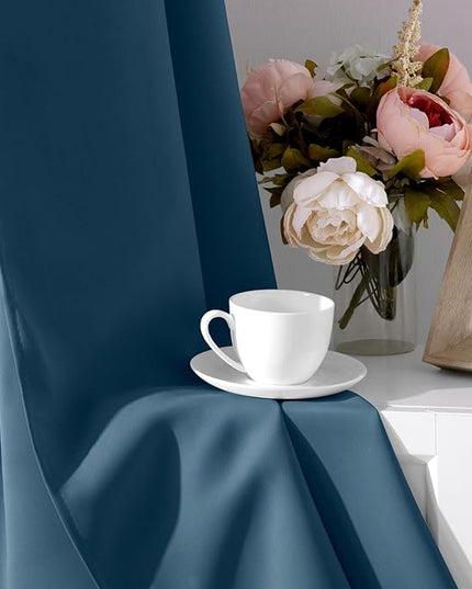 HOMEIDEAS Dark Teal Blackout Curtains for Bedroom 52 X 96 Inch Length 2 Panels Set Room Darkening Bedroom Curtains, Soundproof Thermal Grommet Window Curtains for Living Room
