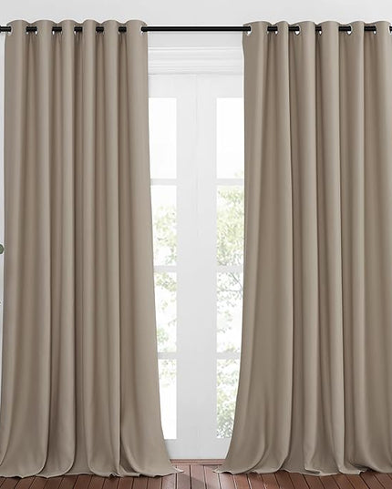 NICETOWN Room Darkening Curtain Panels - Home Fashion Ring Top Thermal Insulated Room Darkening Curtains for Bedroom/Living Room (2 Panels, 80" Wide by 95" Long, Taupe)