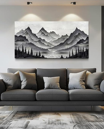ZUITINGHUA Canvas Wall Art For Living Room Wall Decor For Bedroom Office Wall Decoration Black Mountains Landscape Painting Farmhouse Pictures Artwork Room Aesthetic Home Decor 20x40 In