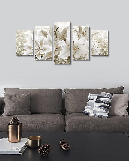 LUDUHU Arts Modern Flower Theme Wall Art - Abstract Orchid Canvas Wall Decor Flower Abstract Painting Still Life Canvas Wall Art for Home Decor (B,Oversize 60x30inch)