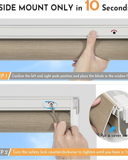 Persilux Smart Motorized Blinds with Remote, No Drill Automatic Roller Shades for Indoor Windows, Light Filtering Linen Fabric, Electric Blinds for Windows, Weave Straw C162-4, Custom Size