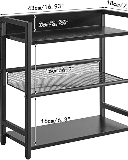IBUYKE 3-Tier Spice Rack Industrial Counter Shelf Desktop Storage Organizer Standing Seasoning Rack for Countertop Kitchen Office Living Room Desktop Black UTLJ021B