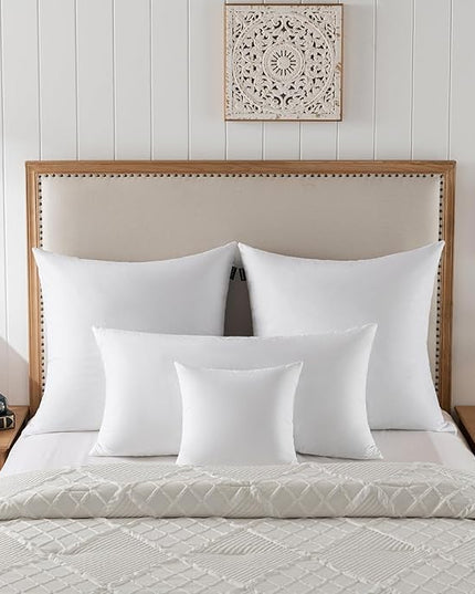 Euro Pillow Inserts 28x28 - Down Feather Pillow Inserts-Cotton Fabric-Set of 2-White.
