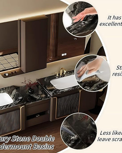 60IN Double Bathroom Vanities with Sink, Double Sink Bathroom Vanity with LED Smart Defogging Mirror and Standing Cabinet Storage | Modern Bathroom Sink, Wall Mounted Installation (Cream White)
