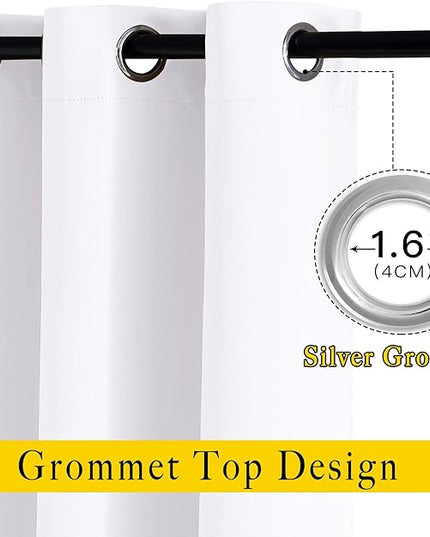 NICETOWN White Room Darkening Curtain Panels - Tripe Weave Thermal Insulated Grommet Room Darkening Window Draperies and Curtains for Bedroom (Set of 2, 66 x 54 inches in White)