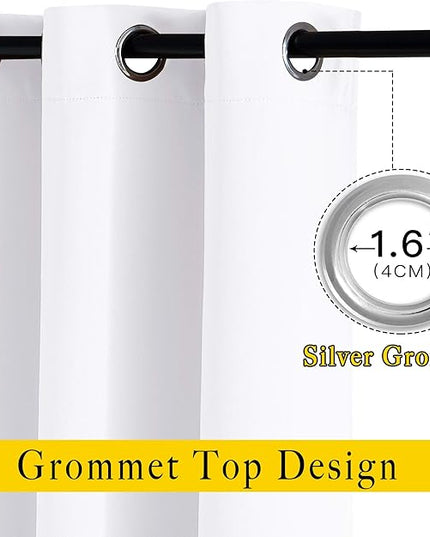 NICETOWN White Room Darkening Draperies and Curtains - Home Fashion Energy Saving Grommet Top Room Darkening Drape Panels for Bedroom (Set of 2, 46 by 72 Inch, White)