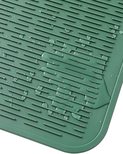 Silicone Dish Drying Mat for Multiple Usage,Easy clean,Eco-friendly,Heat-resistant Silicone Mat for Kitchen Counter or Sink,Refrigerator or Drawer Liner Green 2XL 24 inches x 18 inches