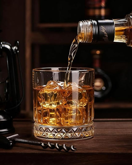 Ruckae Drinking Glasses Set of 8,15 oz and 7 oz Kitchen Water Glass Cups Set,Clear Ribbed Glassware Dishwasher Safe,Mixed Drinkware for Beer,Juice,Cocktail,Whiskey,Milk and Various Mixed Drinks