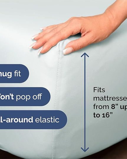 Split King Size 5 Piece Sheet Set - Comfy Breathable & Cooling Bed Sheets Set - Hotel Luxury Bedding for Women, Men, Kids, Teens, Boys & Girls - Deep Pockets, Soft, Wrinkle Free - Oeko-Tex - Ice Blue