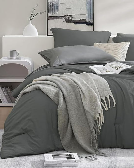 WRENSONGE Full Size Comforter Sets- 7 Pieces Soft Bed in a Bag with Fitted Sheet, Flat Sheet, 2 Pillow Shams, 2 Pillowcases, Warm Bedding Sets for All Season