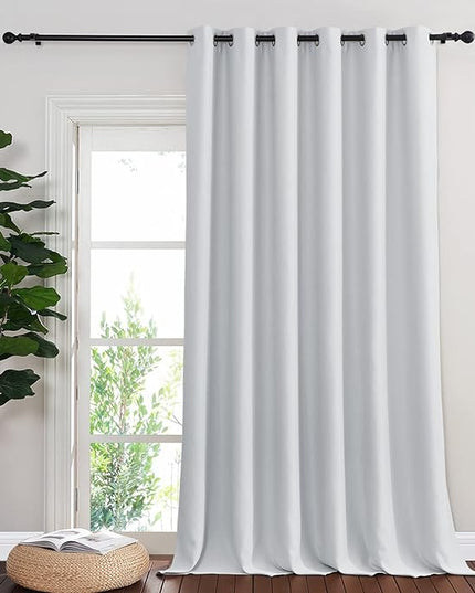 NICETOWN Patio Door Curtain Room Darkening Drapes, Grommet Top Light Blocking Room Divider Curtain Panel for Bedroom/Living Room (Greyish White, W80 x L95, 1 Panel)