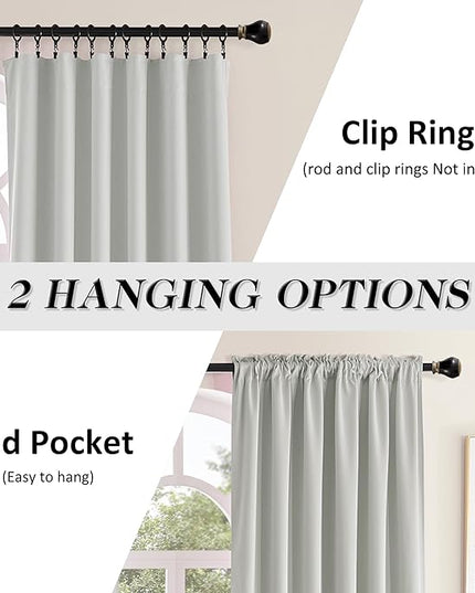 DONREN 108 Inches Long Curtains - 2 Panel Rod Pocket Drapes Room Darkening Thermal Insulated Curtains for Living Room Bedroom (Light Grey,52 W by 108 inch Length)