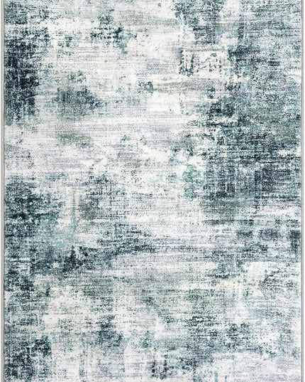 IOHOUZE Small Abstract Area Rug 2x3 Ft Entryway Rugs Washable Door Mat Indoor Entrance, Rubber Backed Throw Rugs, Printed Faux Wool Non Slip Floor Carpet for Foyer Front Door Sink, Sage Grey