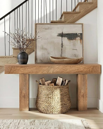 70 inch Long Console Table for Entryway - Wood Farmhouse Sofa Tables Behind Couch for Living Room Rustic 10 inch Deep Hallway Entry Way Table Home Decor