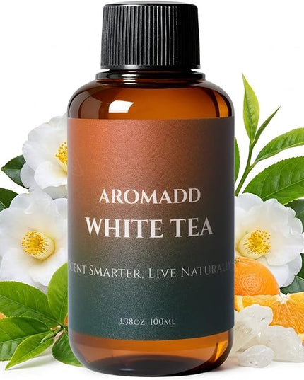 Aromadd White Tea Diffuser Oil Inspired by Luxury Hotel Scent, Essential Oils for Waterless Diffuser, White Tea & Bergamot, Long-Lasting & Natural Home Fragrance - 3.38 fl oz (100 mL)