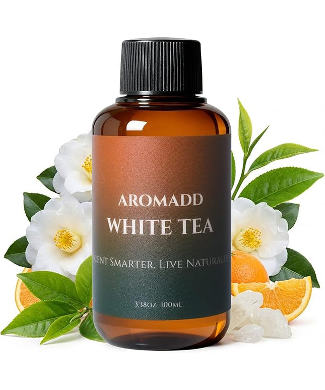 Aromadd White Tea Diffuser Oil Inspired by Luxury Hotel Scent, Essential Oils for Waterless Diffuser, White Tea & Bergamot, Long-Lasting & Natural Home Fragrance - 3.38 fl oz (100 mL)