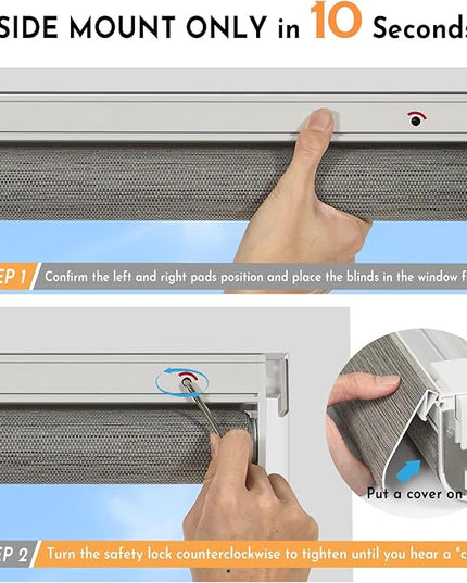 Persilux Smart Motorized Blinds with Remote, No Drill Automatic Roller Shades for Indoor Windows, Light Filtering Linen Fabric, Electric Blinds for Windows, Weave Blend Smoke C162-7, Custom Size