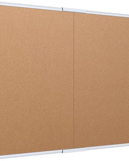 VIZ-PRO Cork Bulletin Board/Foldable Noticeboard, 48 X 36 Inches, Silver Aluminium Frame