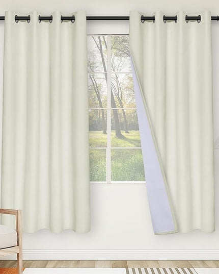 Easy-Going Linen Look Blackout Curtain Grommet Window Curtain Drapes for Bedroom, Living Room Thermal Insulated Room Darkening (2 Panels, 52x84 inch, Ivory)