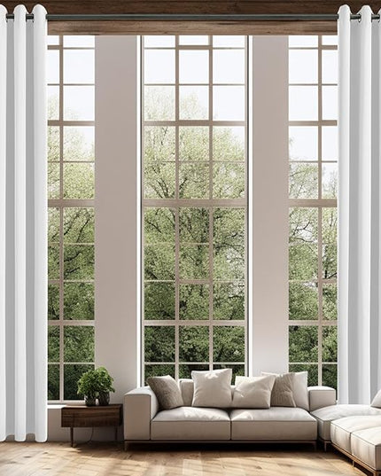 Blackout Curtains for High Ceiling, Extra Long Thermal Insulated Solid Grommet Window Curtains Drapes for Living Room 10ft Length, Set of 2 Curtain Panels 52 W x 120 L Inches Ash White