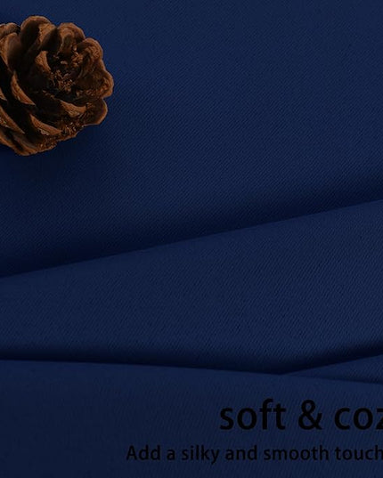 JIUZHEN Blackout Curtains with Tiebacks - Thermal Insulated, Light Blocking and Noise Reducing Grommet Curtain Drapes for Bedroom and Living Room, Set of 2 Panels, 42 x 45 Inch Length, Navy Blue