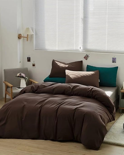 Houseri Brown Comforter Set - King Size Bedding Set - Mocha, Chestnut & Coffee Colored Comforter - Vintage Chocolate Colored Quilt
