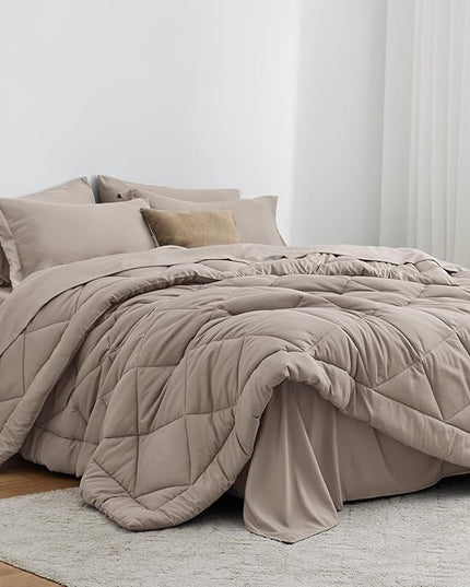 Love's cabin Twin Comforter Set Burlwood, 5 Pieces Twin Bed in a Bag, All Season Twin Bedding Sets with 1 Comforter, 1 Flat Sheet, 1 Fitted Sheet, 1 Pillowcase and 1 Pillow Sham