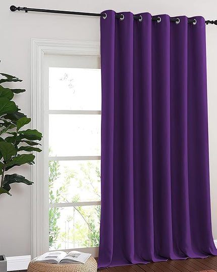 NICETOWN Room Divider Curtain 132 Inches Long, Wide Blackout Sliding Door Curtain for Bedroom, Room Darkening Privacy Window Curtain for Patio Door (1 Panel Set, Royal Purple, 80 x 132 Inch)