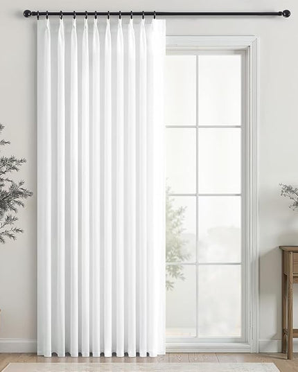 Topfinel 84 Inches Long Pinch Pleated Semi Sheer Curtains,Beige White Blended Light Filtering Window Curtains 84 Length for Living Room Bedroom Pinch Pleat Drapes with Hooks 1 Panels 60" Wx84 L