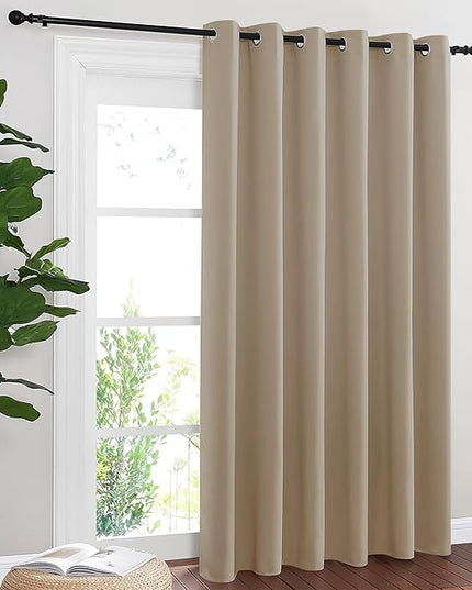 NICETOWN Blackout Sliding Door Curtains 84 Inch Length, Extra Wide Room Divider Grommet Energy Saving Thermal Insulated Curtain for Patio Door Window(W80 x L84, 1 Panel, Taupe)
