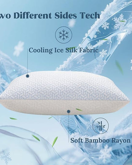 puredown® Cooling Pillows King Size 1 Pack, Memory Foam Pillows Adjustable Firm Bed Pillows for Sleeping, Cool Pillow for Hot Sleepers with Zipper Removable Pillow Cover