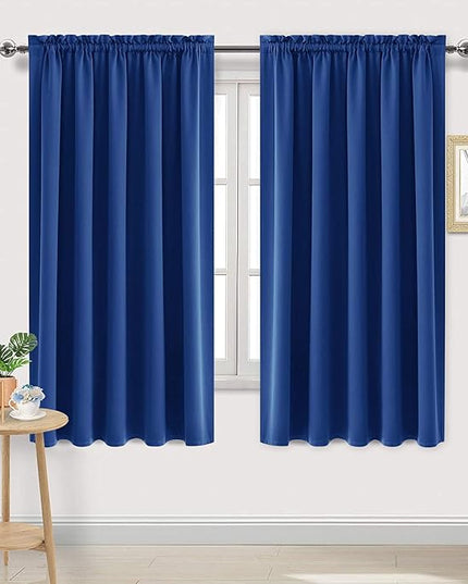 DWCN Blackout Curtains for Bedroom – Rod Pocket Thermal Insulated Noise Reducing Noise Reducing Drapes for Living Room, W 60 x L 63 Inch, 2 Panels, Classic Blue