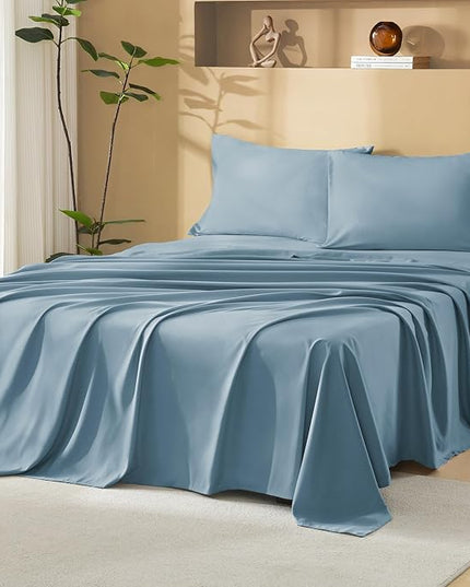 Litanika Oversized King Size Comforter Set with Sheets Grey Blue - 7 Pieces Bed in a Bag Oversized King Boho Tufted Complete Bedding Sets with Comforter, Sheets, Pillowcases & Shams