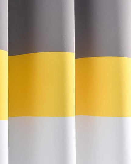 Lush Decor Alexander Color Block Light Filtering Window Curtain Panel Pair, 52"W x 84"L, Gray & Yellow
