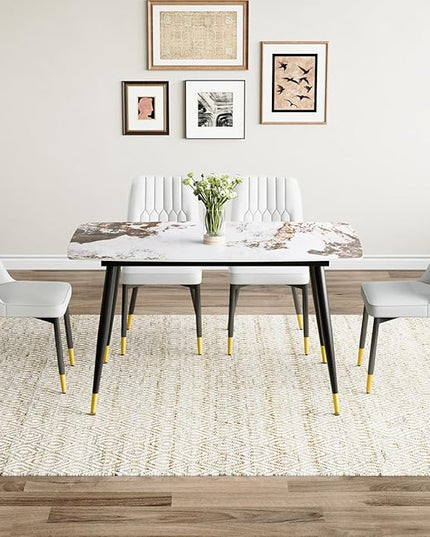 Small Dining Table Set for 4, 50'' Sintered Stone Dining Table with 4 Chairs, Easy to Assemble, Suitable for Small Spaces