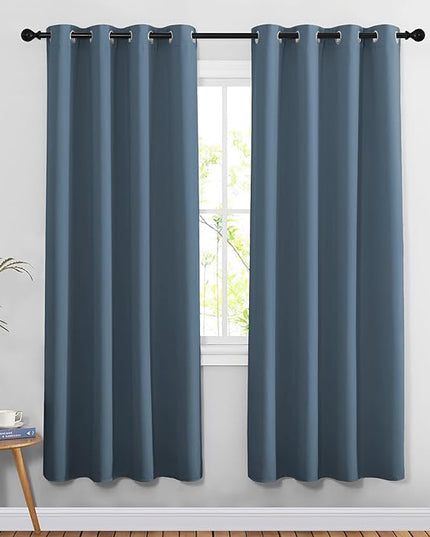 NICETOWN Smoky Blue Doorway Curtains 78 inches Long, Grommet Privacy Door Curtains Room Darkening Thermal Window Treatments for Bedroom/Living Room, 2 Panels, W52 x L78