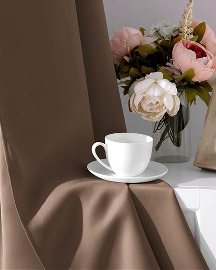 HOMEIDEAS Blackout Curtains for Bedroom 52 X 96 Inch Long 2 Panels Set Cappuccino Room Darkening Curtains/Drapes, Thermal Grommet Taupe Window Curtains for Living Room