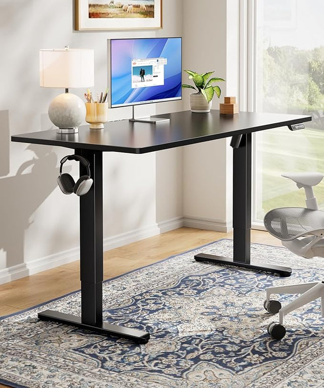 HUANUO Electric Standing Desk, 40" x 24" Whole Piece Desktop, Adjustable Height Computer Desk, 4 Height Memory Settings, Sit Stand Up Desk for Home Office, Black