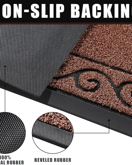 Yimobra Welcome Mat, Heavy Duty Sturdy Door Mats for Home Entrance Outdoor Indoor, Front Doormat for Outside Patio Floor Entry Porch Garage Office, Waterproof, Low Profile, 47 x 24, Maroon