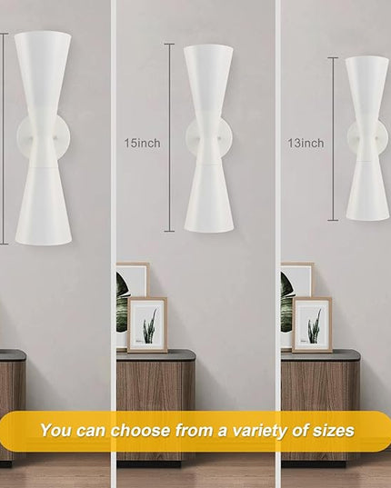 Modern Indoor Wall Sconce Up and Down White Wall Sconce Mid Century Indoor Wall Light Fixture Hardwired Wall Mounted Lamp for Living Room Bathroom Bedroom Hallway 15 Inch