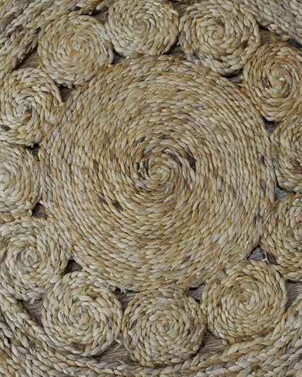Rugsotic Carpets Hand Woven Jute 6'7''x6'7'' Round Eco-Friendly Area Rug Oriental Natural J00005