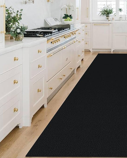 KOZYFLY Washable Runner Rug 3x14 ft Hallway Kitchen Runner Rugs with Rubber Backing Bobo Non Slip Entryway Runner Indoor, Long Carpet Runners for Hall Kitchen Entryway, Black