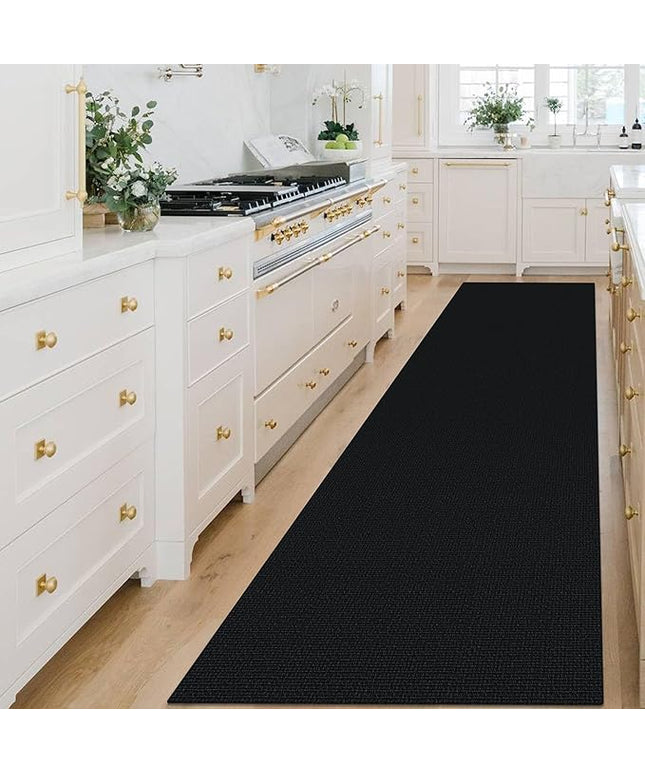 KOZYFLY Washable Runner Rug 3x14 ft Hallway Kitchen Runner Rugs with Rubber Backing Bobo Non Slip Entryway Runner Indoor, Long Carpet Runners for Hall Kitchen Entryway, Black