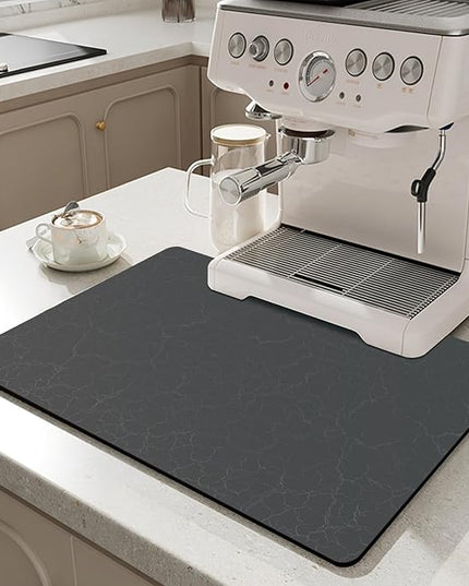 Coffee Maker Mat for Countertops, Coffee Bar Accessories Fit Under Coffee Machine Mat 19"x12"Rubber Backed Coffee Pots - Table Mat under Appliance, Kitchen Counter Coffee Dish Drying Mat, Dark Gray