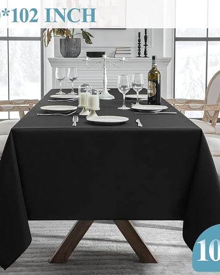 VidaFete Tablecloth 60 * 102inch 10 Pack Rectangle Table Cloth Polyester, Stain Wrinkle Resistant Dining Table Cover for Kitchen Dinning Party Wedding Rectangular Tabletop Buffet Decoration (Black)