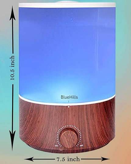 BlueHills Premium 4000 ml XL Essential Oil Diffuser 4L 4 Liter 70 Hour Run Humidifier Aromatherapy 1 Gallon Big Capacity High Mist Output for Extra Large Room Home Mood Lights Dark Wood Grain E402