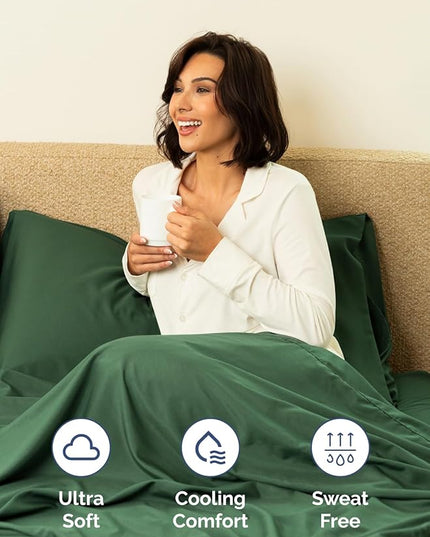 Extra Deep Twin Sheet Set - 4 Piece Breathable and Cooling Sheets - Hotel Luxury Bed Sheets Set - Easy Fit - Soft, Wrinkle Free and Comfy Sheets Set - Emerald Green Sheet Set with Extra Deep Pockets
