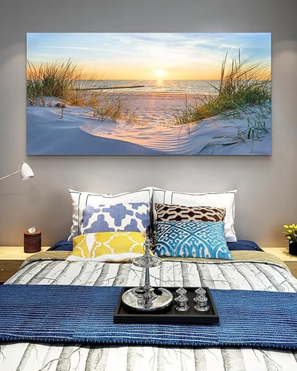 Lapremoly Wall Decorations For Living Room Large Canvas Wall Art For Bedroom Modern Office Wall Decor Art Sun Beach Ocean View Wall Paintings Prints Seascape Pictures Artwork Home Decor 24X48 inch