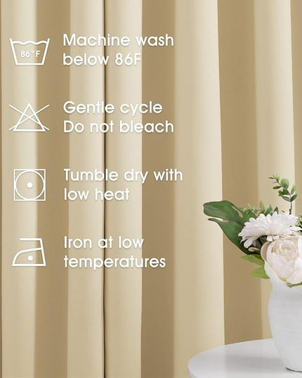 HOMEIDEAS Blackout Curtains for Bedroom 52 X 63 Inch Length 2 Panels Set Beige Room Darkening Curtains/Drapes, Soundproof Thermal Grommet Window Curtains for Living Room